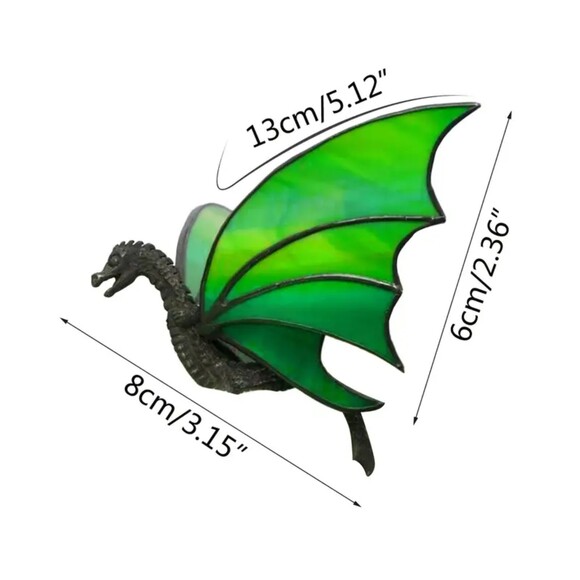 Dragon Resin Stained Glass Suncatcher Pink Wings Fantasy Hanging Ornament 5x2x3" - Picture 2 of 5